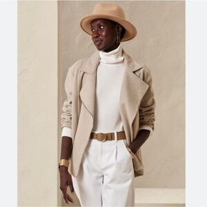 NWT Banana Republic Herringbone Moto Jacket oatmeal xs